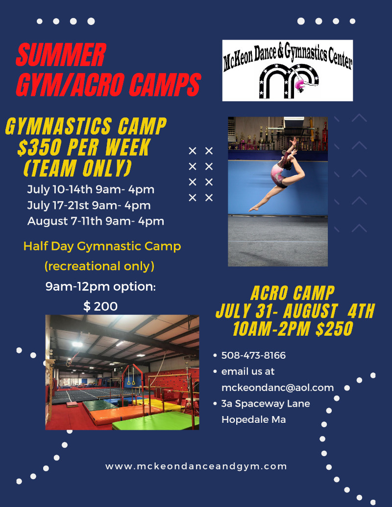 Summer Gym Camps McKeon Dance and Gymnastics Tap, Jazz, Ballet